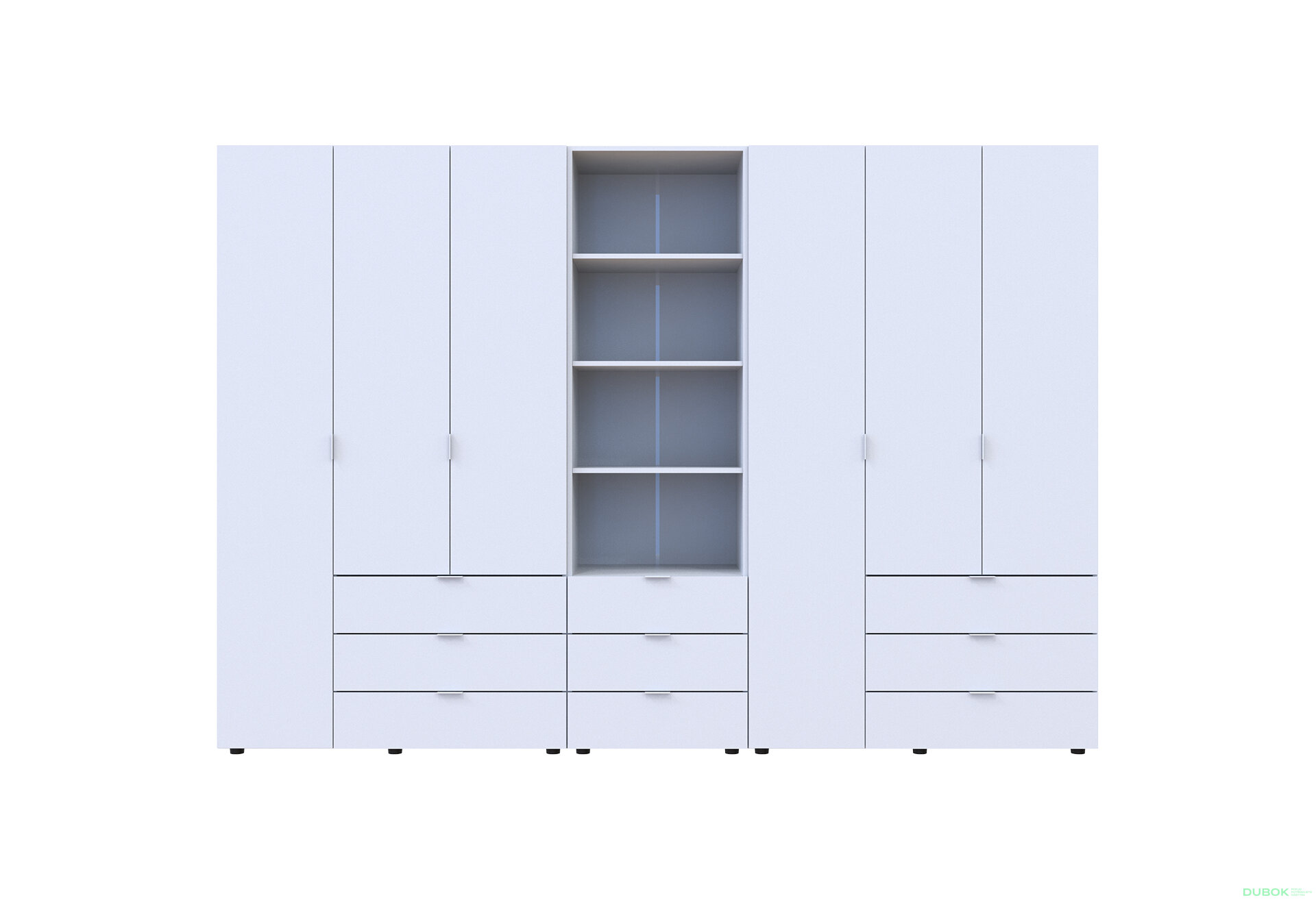 Fotografia 3 - Skriňa šesťdverová s regálom s zásuvkami Gelar 292.4 cm biely