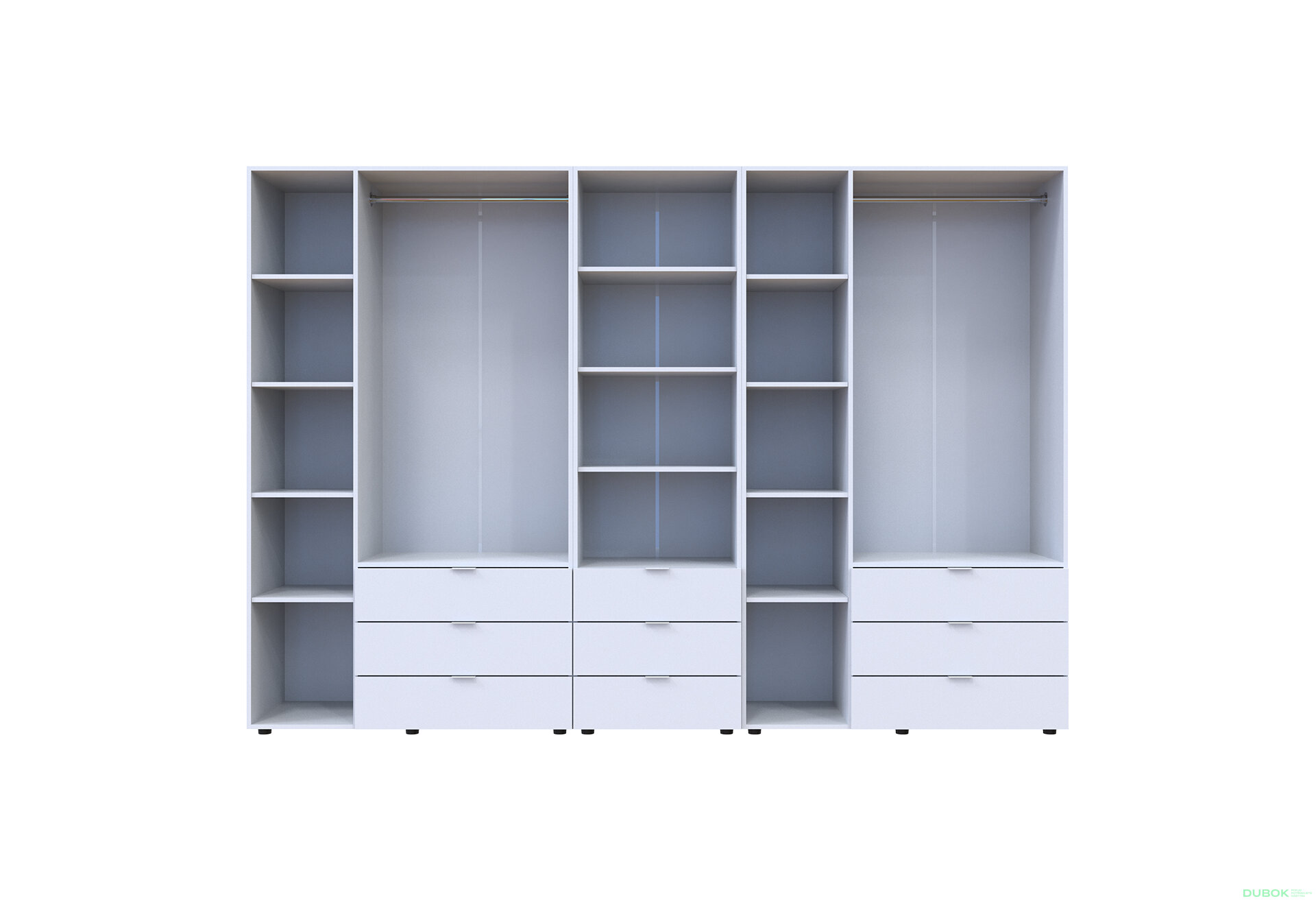 Fotografia 5 - Skriňa šesťdverová s regálom s zásuvkami Gelar 292.4 cm biely