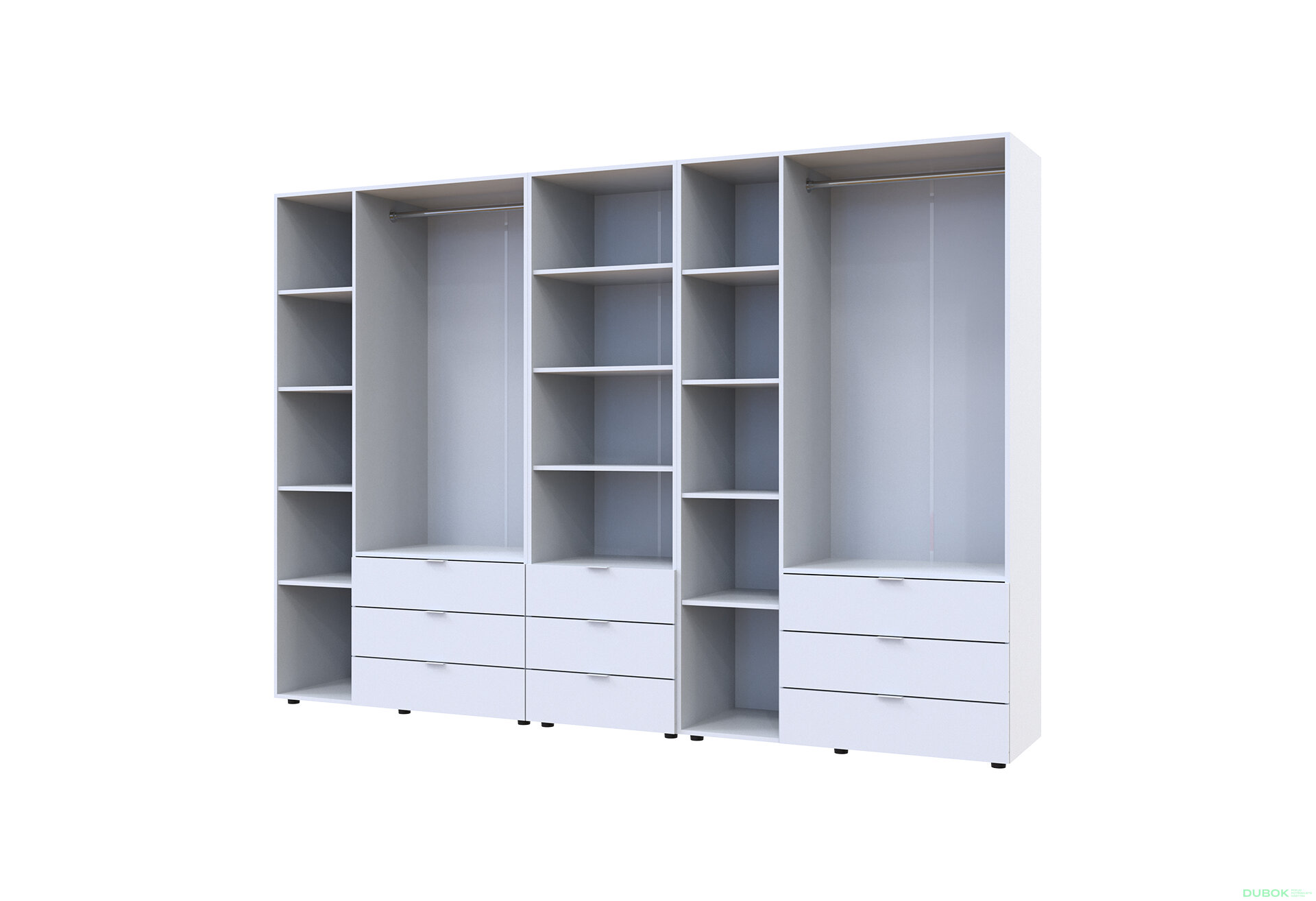 Fotografia 6 - Skriňa šesťdverová s regálom s zásuvkami Gelar 292.4 cm biely