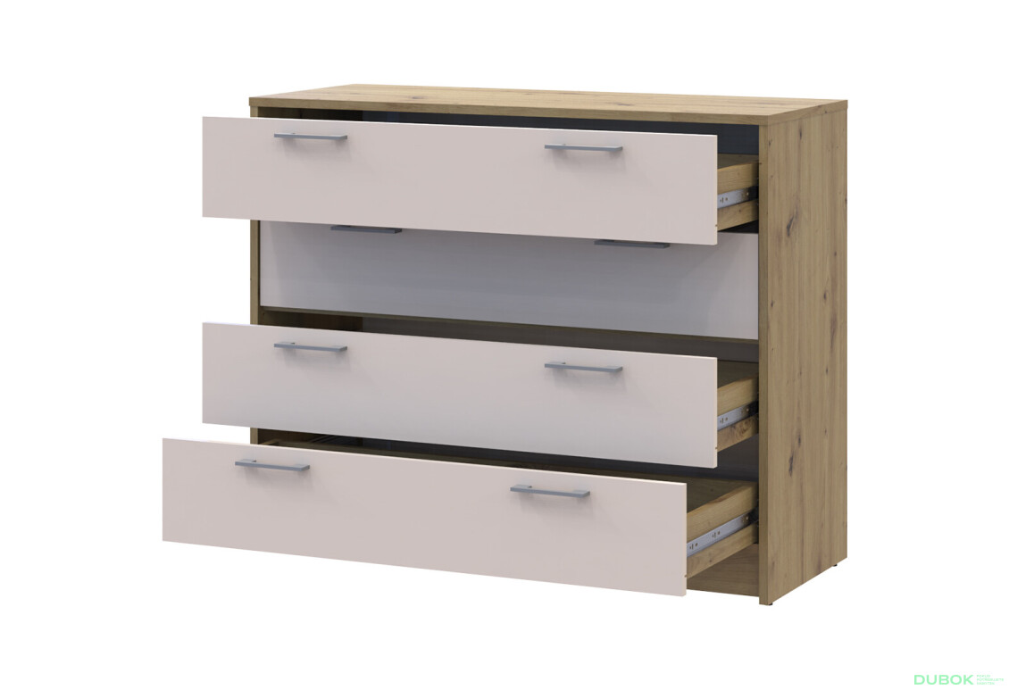 Komoda Rondi 4 zásuvky 100x40x82 dub artisan / kašmír - Fotografia 4 Fotografia 4 - Komoda Rondi 4 zásuvky 100x40x82 dub artisan / kašmír
