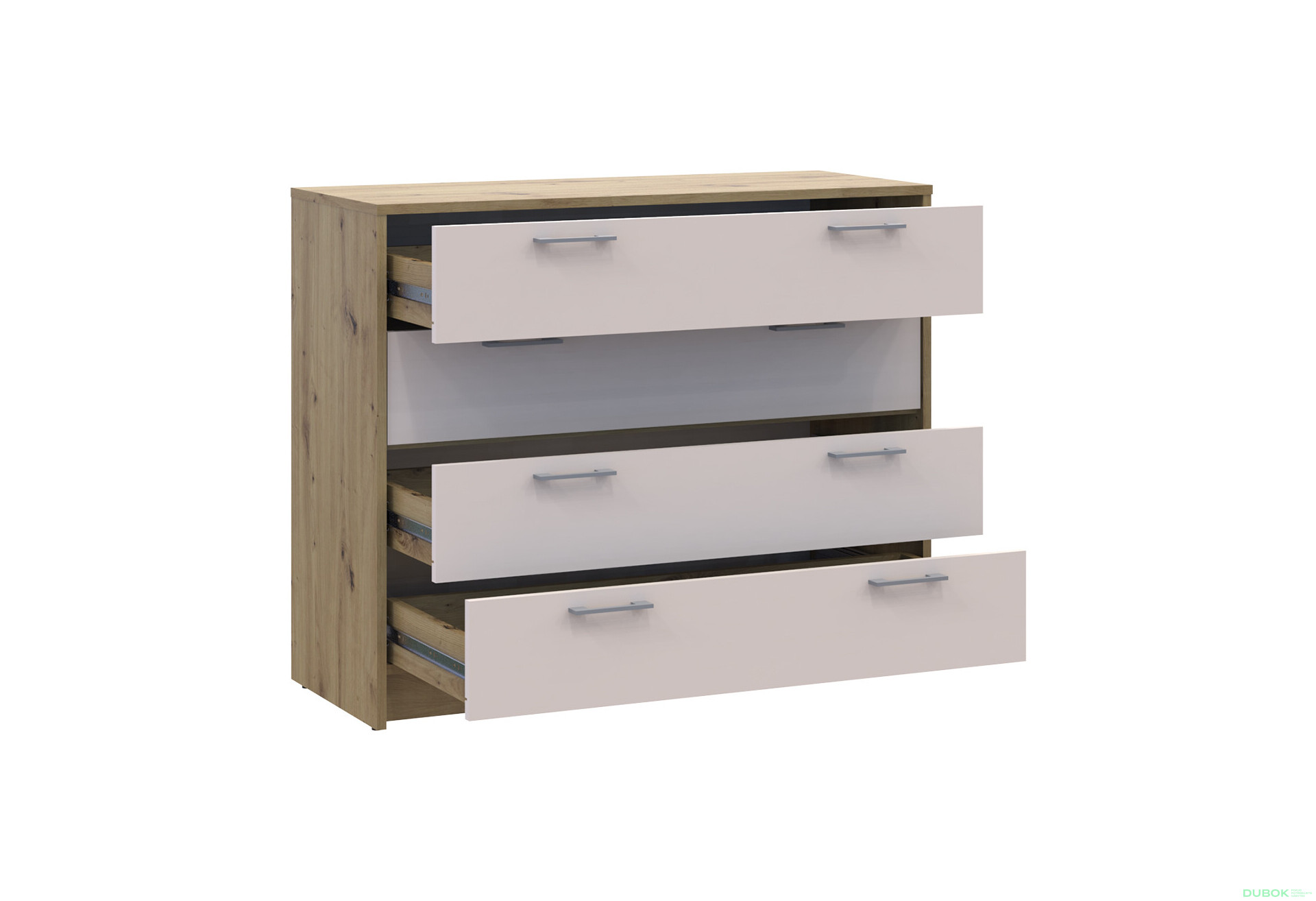 Komoda Rondi 4 zásuvky 100x40x82 dub artisan / kašmír - Fotografia 5 Fotografia 5 - Komoda Rondi 4 zásuvky 100x40x82 dub artisan / kašmír
