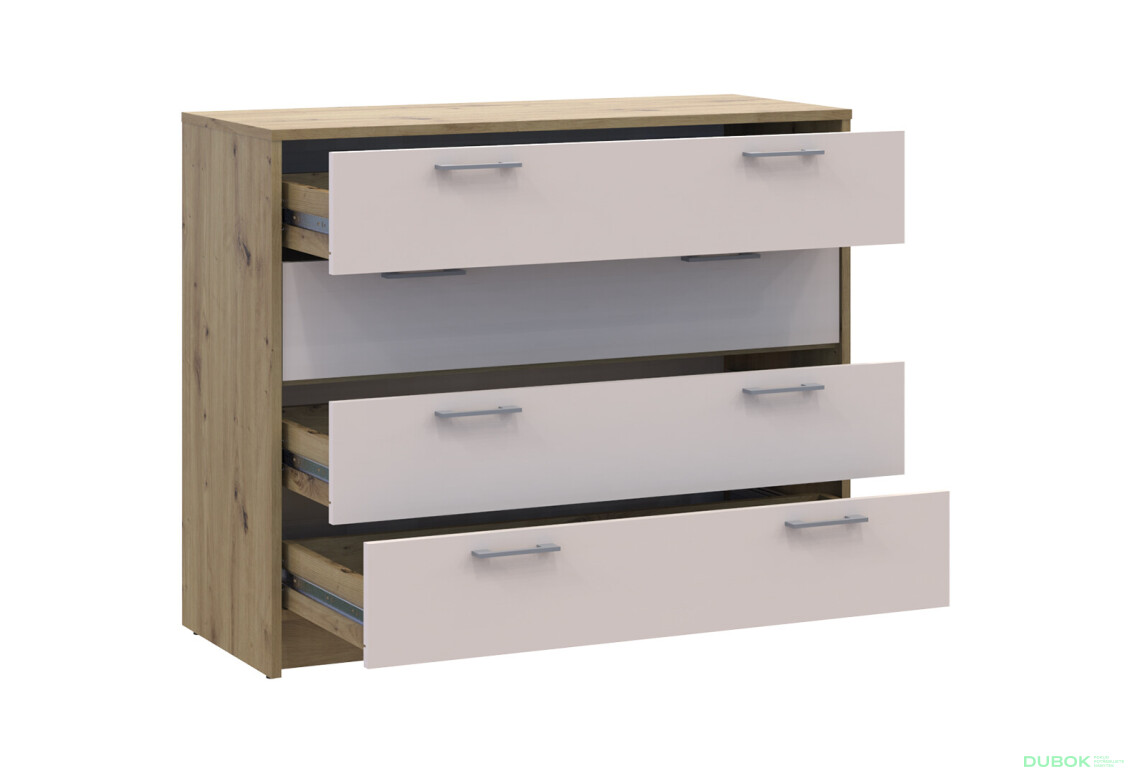 Komoda Rondi 4 zásuvky 100x40x82 dub artisan / kašmír - Fotografia 5 Fotografia 5 - Komoda Rondi 4 zásuvky 100x40x82 dub artisan / kašmír