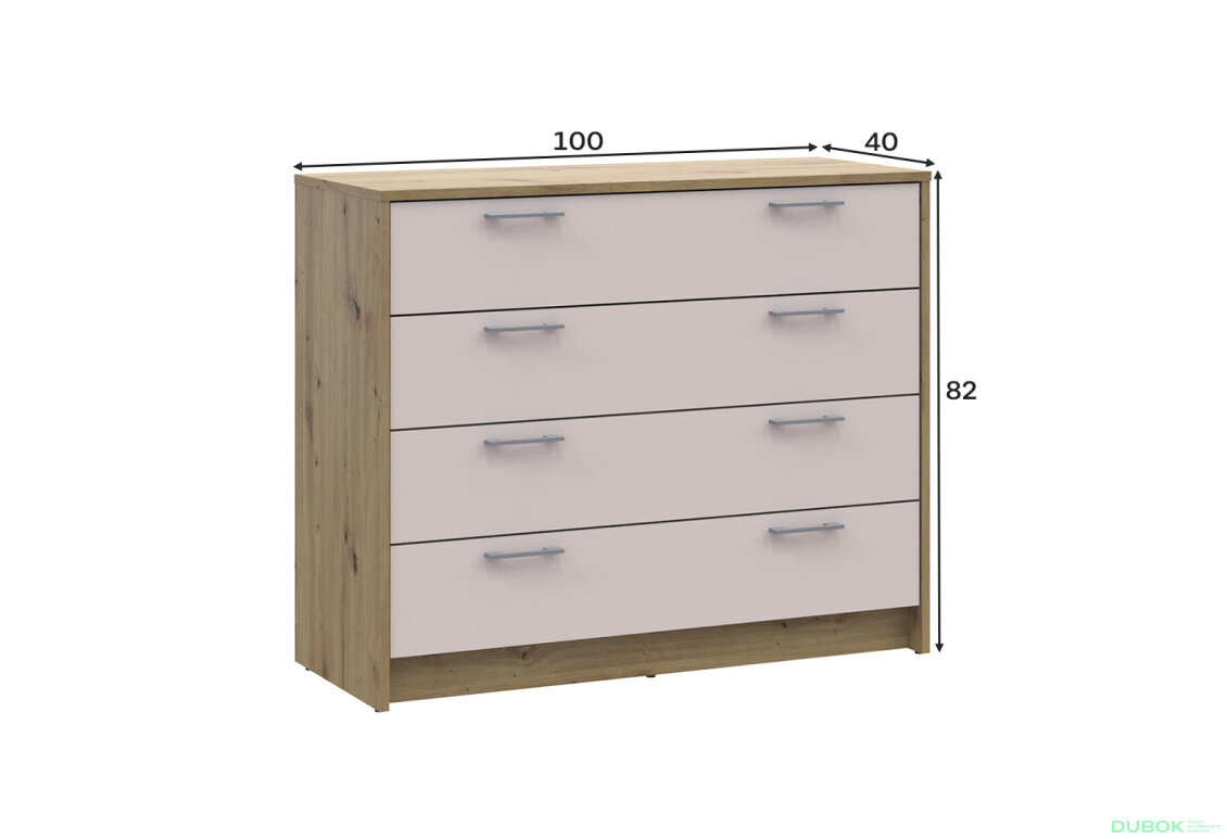 Fotografia 6 - Komoda Rondi 4 zásuvky 100x40x82 dub artisan / kašmír