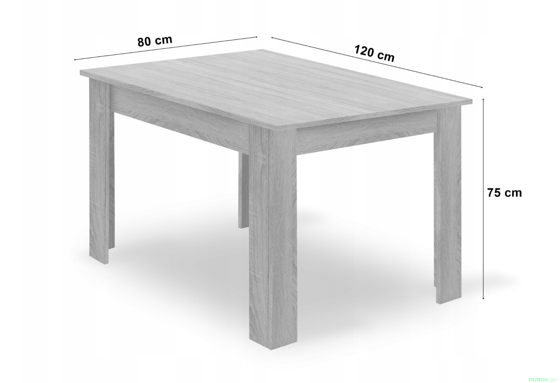 Fotografia 3 - Zestaw stół prostokątny 120x80 dąb sonoma + 4 krzesła MARK białe