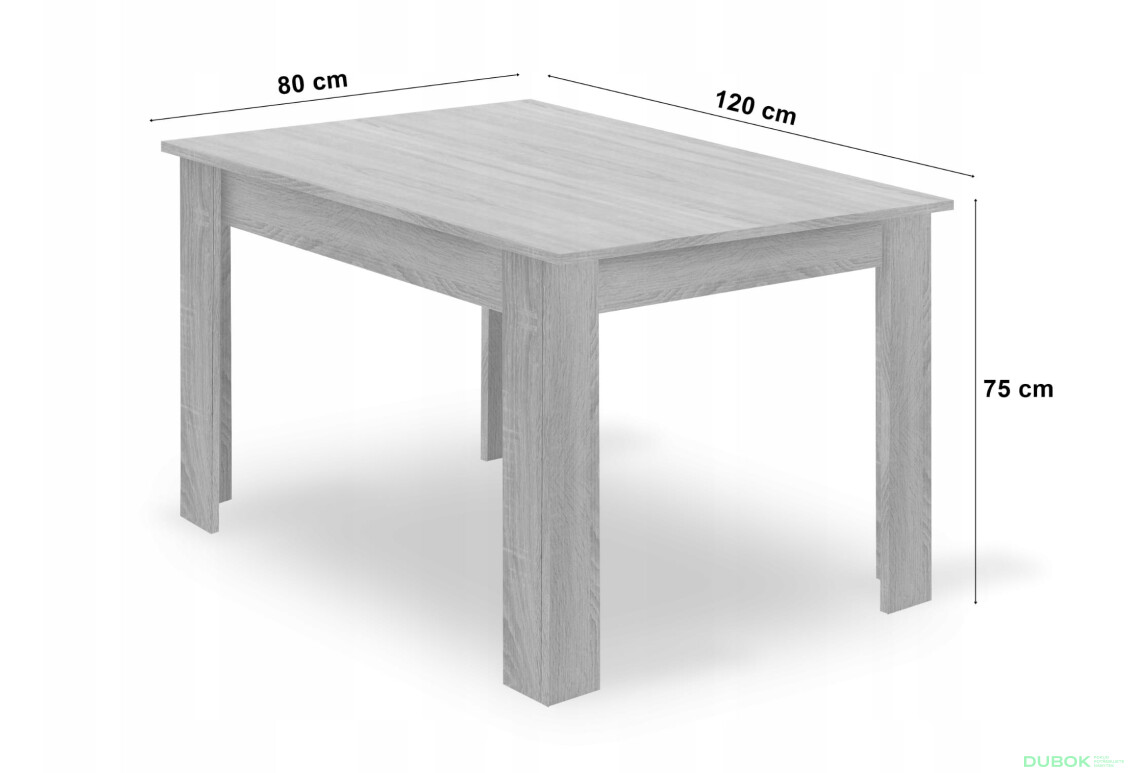 Fotografia 3 - Zestaw stół prostokątny 120x80 dąb sonoma + 4 krzesła MARK białe