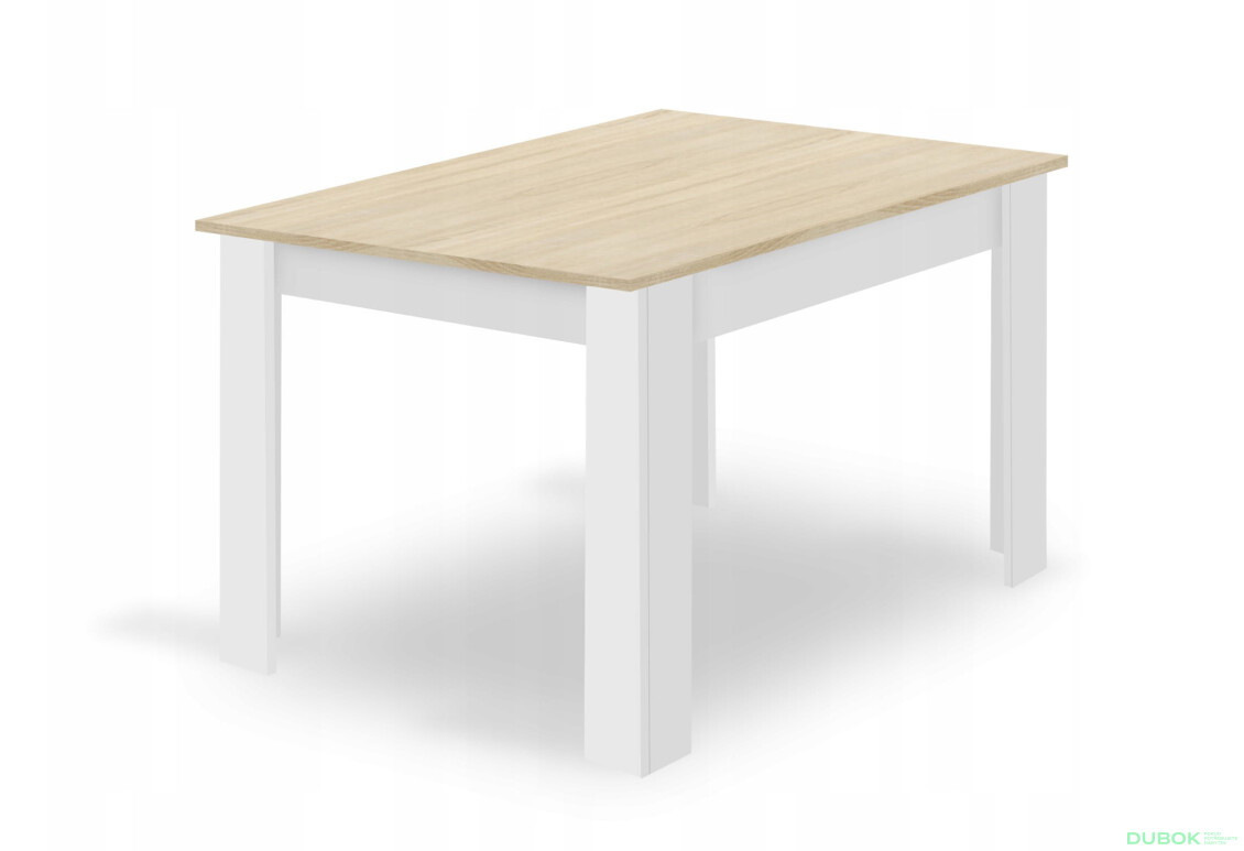 Fotografia 10 - Zestaw stół prostokątny 120x80 dąb sonoma + 4 krzesła MARK białe
