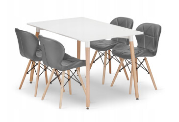Zestaw stół prostokątny ADRIA 120x80 biały + 4 krzesła LAGO szare