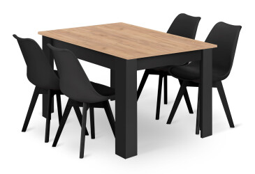 Zestaw stół prostokątny 120x80 craft + 4 krzesła MARK czarne