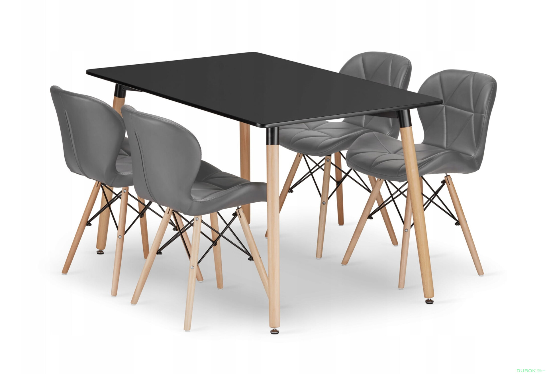 Zestaw stół prostokątny ADRIA 120x80 czarny + 4 krzesła LAGO szare - Fotografia 1 Fotografia 1 - Zestaw stół prostokątny ADRIA 120x80 czarny + 4 krzesła LAGO szare