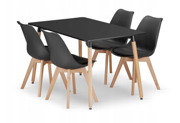 Zestaw stół prostokątny ADRIA 120x80 czarny + 4 krzesła MARK czarne