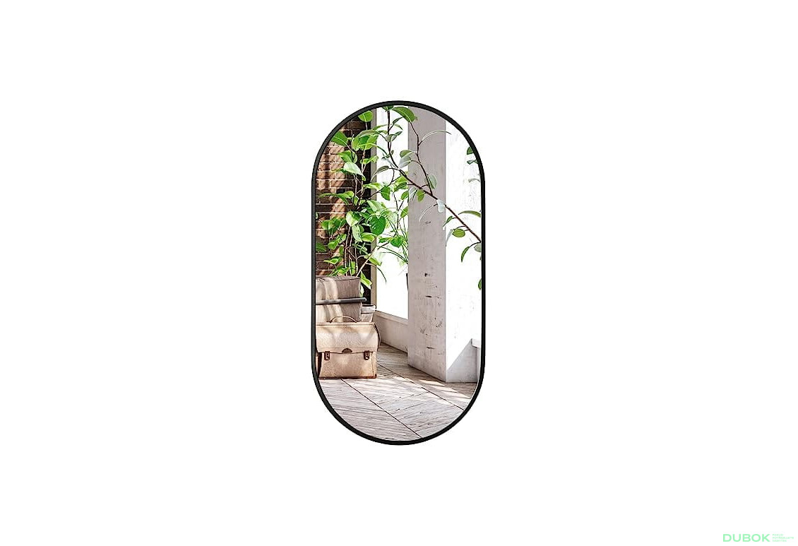 Lustro owalne 80x40cm czarna rama