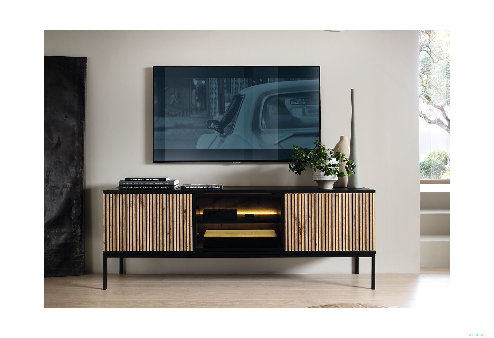 Fotografia 4 - TV stolík RTV154 1 pkt Ľad Sento čierny / dub wotan