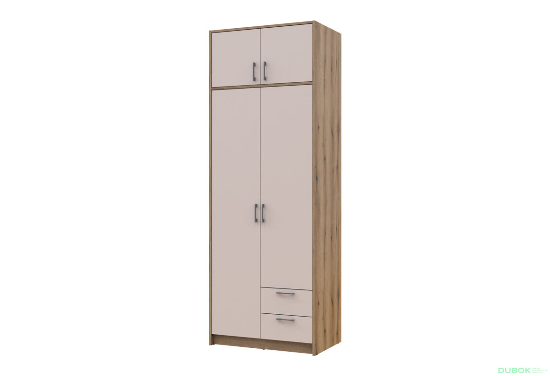 Skriňa Rondi 2 drevotrieska s nadstavcom dub artisan / kašmír 82x52x236 - Fotografia 1 Fotografia 1 - Skriňa Rondi 2 drevotrieska s nadstavcom dub artisan / kašmír 82x52x236