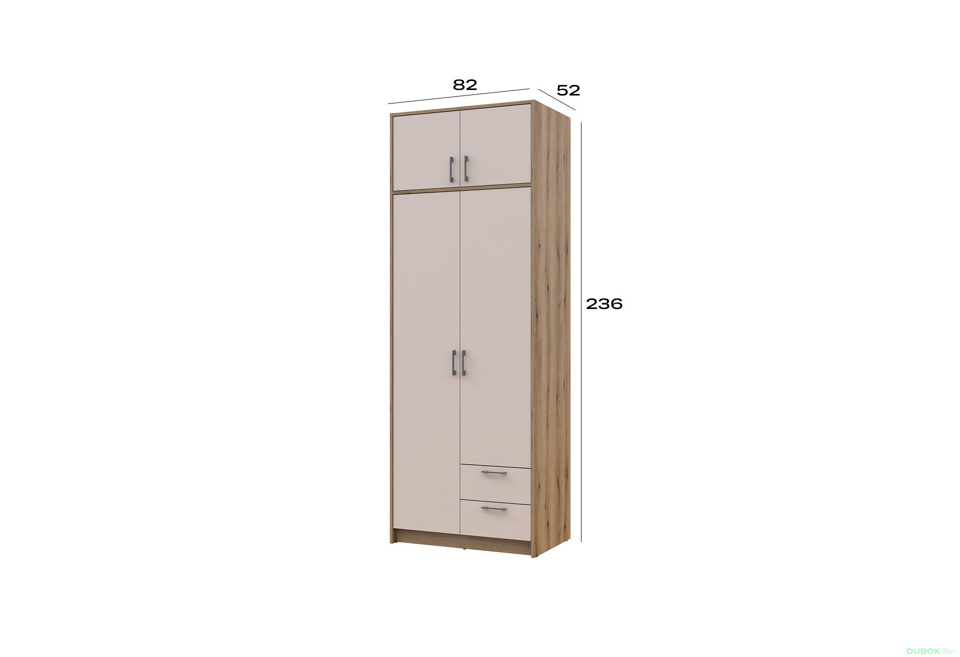 Skriňa Rondi 2 drevotrieska s nadstavcom dub artisan / kašmír 82x52x236 - Fotografia 8 Fotografia 8 - Skriňa Rondi 2 drevotrieska s nadstavcom dub artisan / kašmír 82x52x236