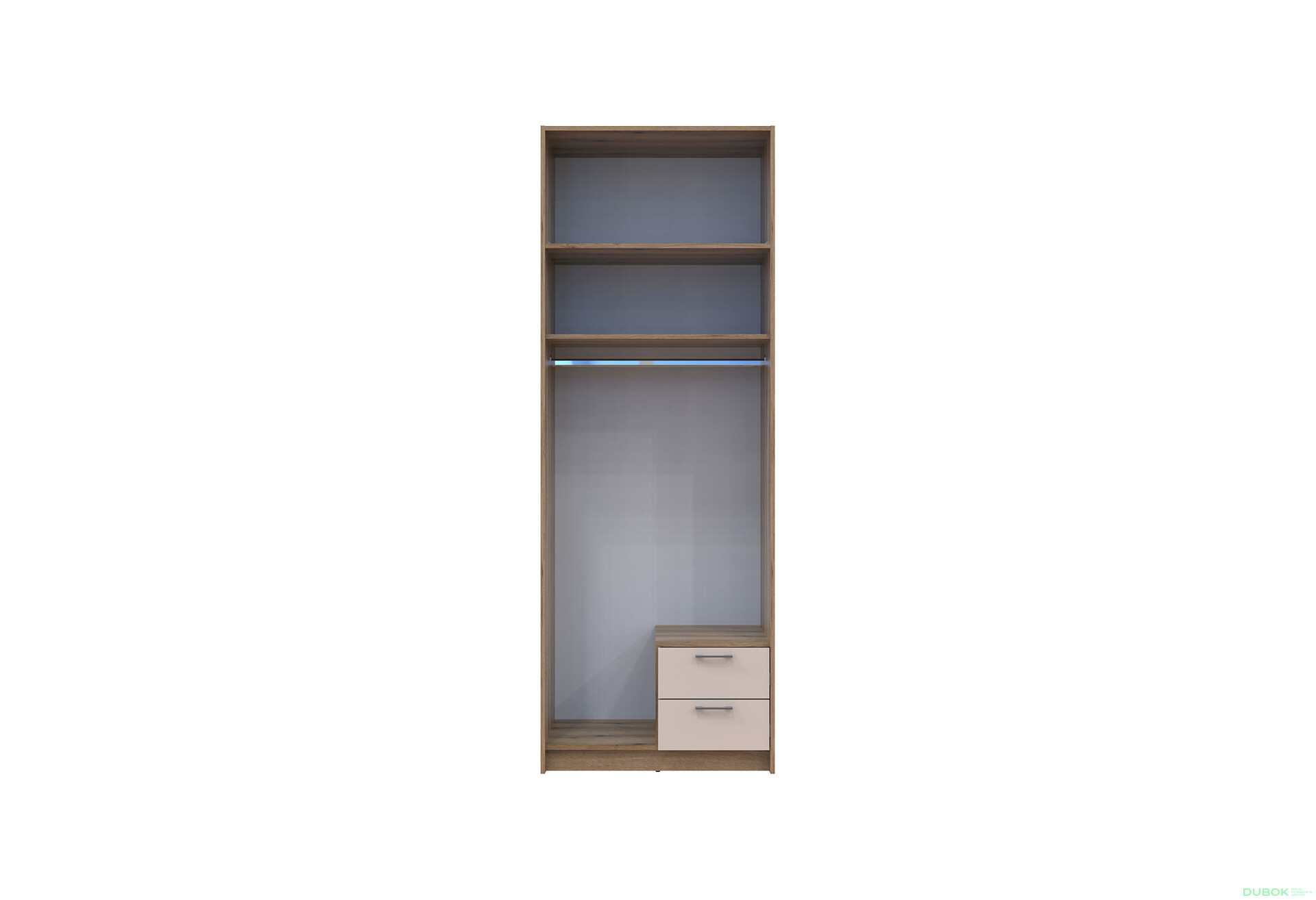 Skriňa Rondi 2 drevotrieska s nadstavcom dub artisan / kašmír 82x52x236 - Fotografia 5 Fotografia 5 - Skriňa Rondi 2 drevotrieska s nadstavcom dub artisan / kašmír 82x52x236