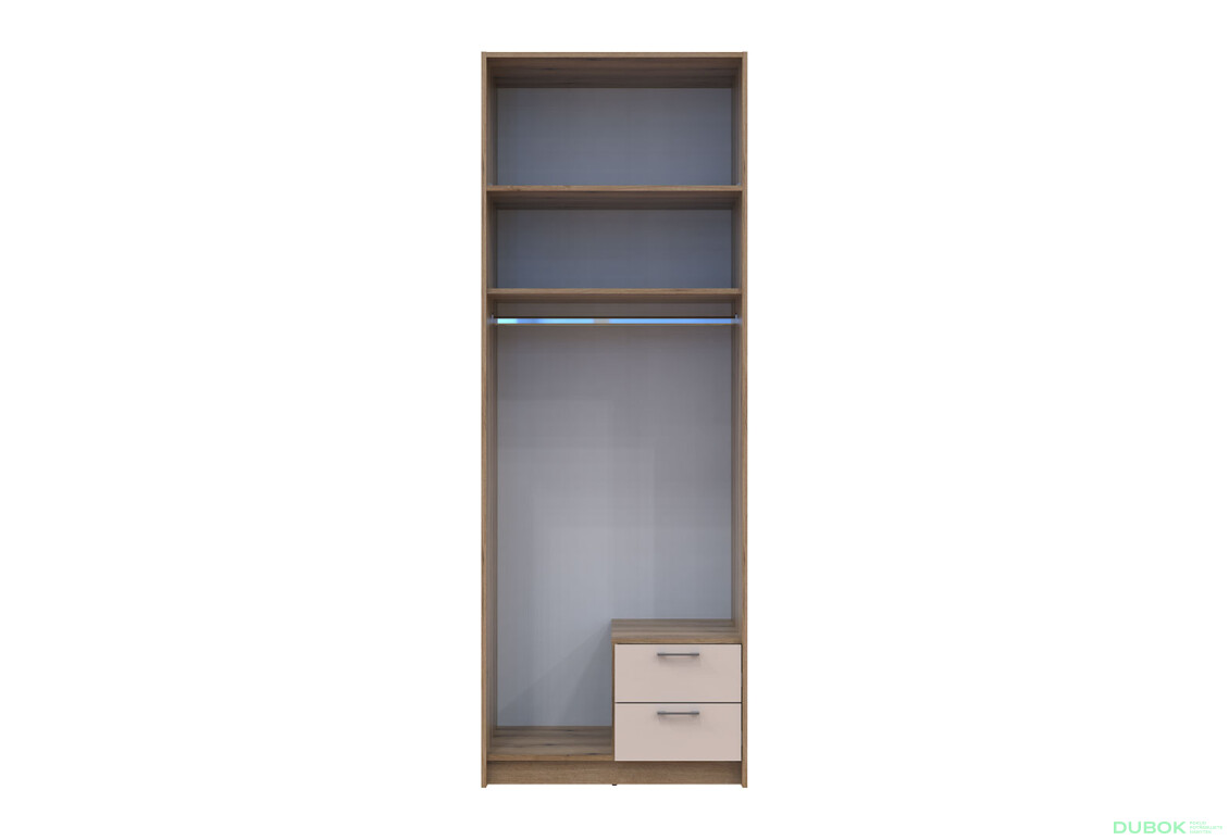 Skriňa Rondi 2 drevotrieska s nadstavcom dub artisan / kašmír 82x52x236 - Fotografia 5 Fotografia 5 - Skriňa Rondi 2 drevotrieska s nadstavcom dub artisan / kašmír 82x52x236