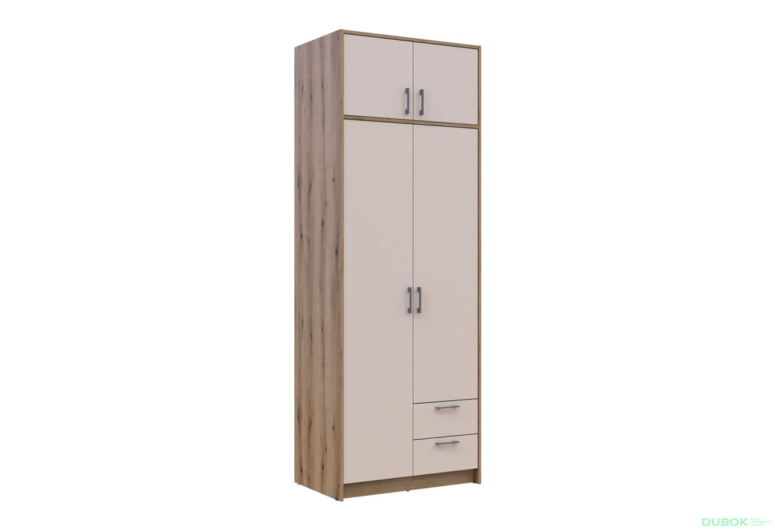 Skriňa Rondi 2 drevotrieska s nadstavcom dub artisan / kašmír 82x52x236 - Fotografia 4 Fotografia 4 - Skriňa Rondi 2 drevotrieska s nadstavcom dub artisan / kašmír 82x52x236