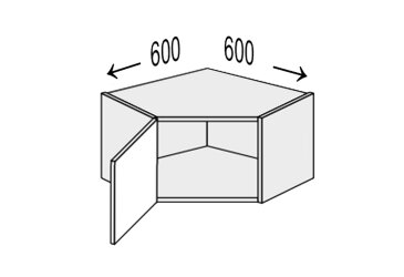 Vrchný roh V 45°/360 1 dvere ľavý