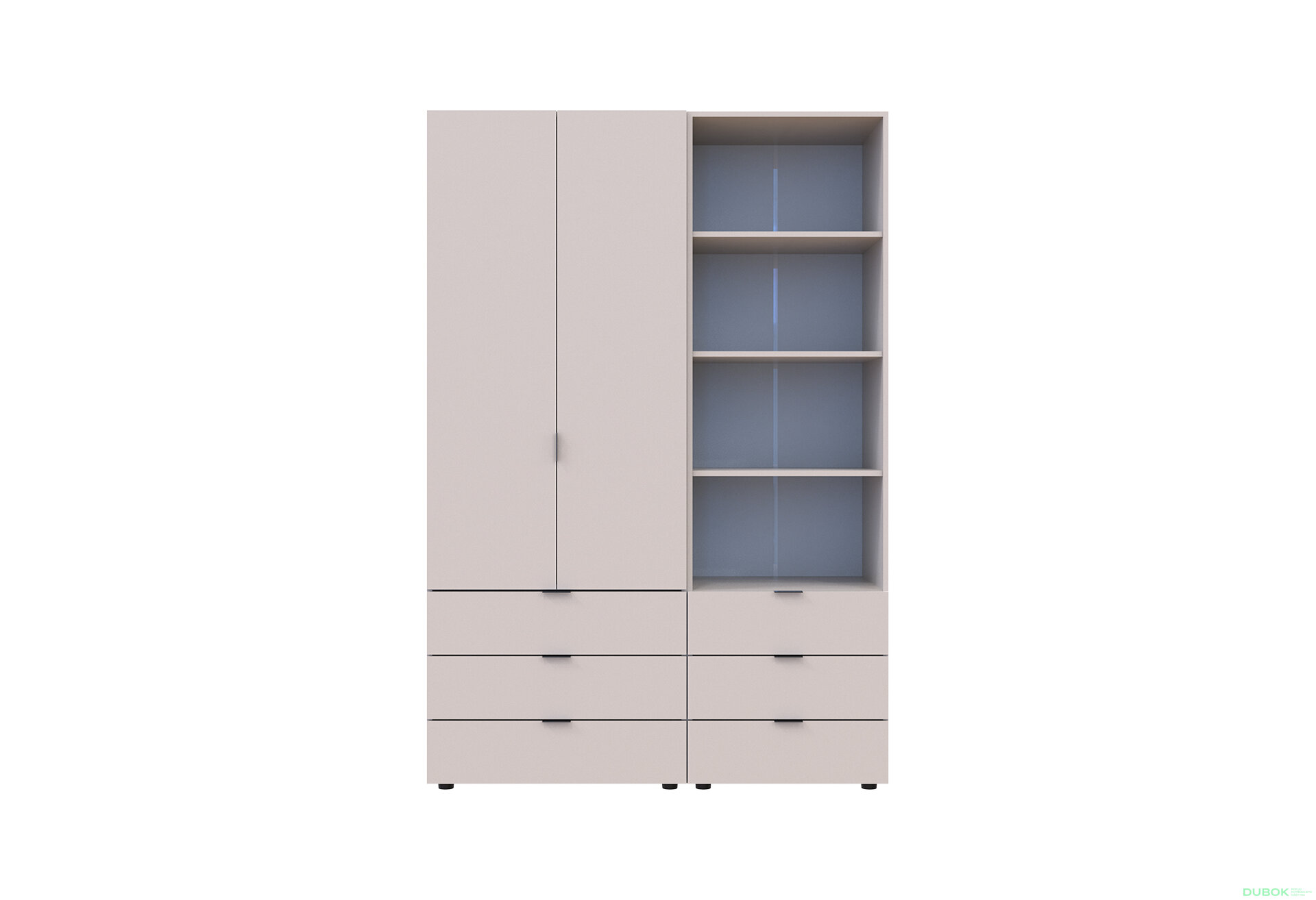 Fotografia 3 - Skriňa 2D s regálom s zásuvkami Gelar 137.5 cm kašemír
