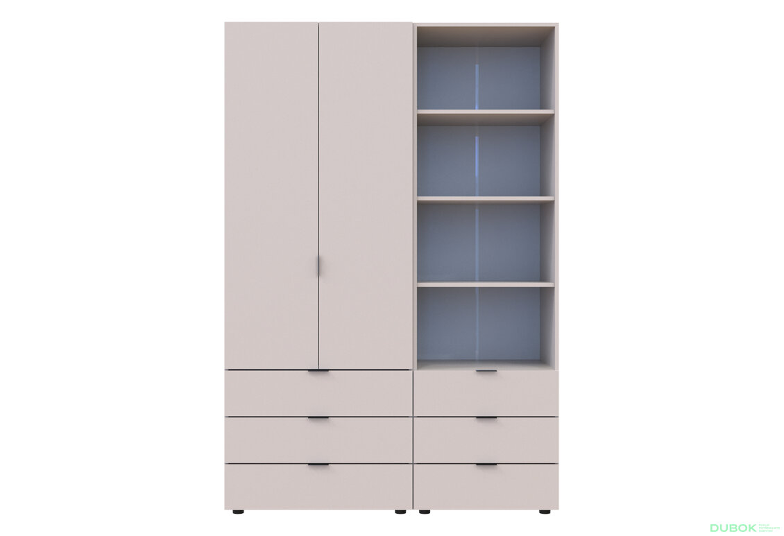 Fotografia 3 - Skriňa 2D s regálom s zásuvkami Gelar 137.5 cm kašemír