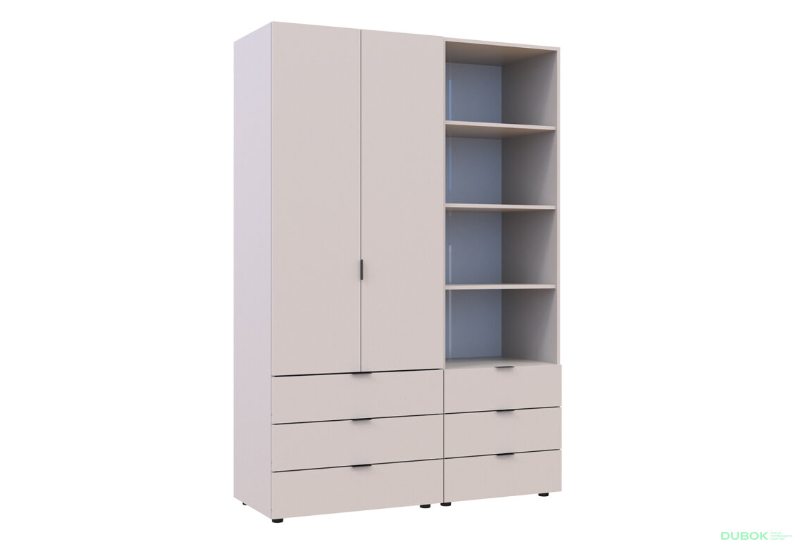 Fotografia 4 - Skriňa 2D s regálom s zásuvkami Gelar 137.5 cm kašemír