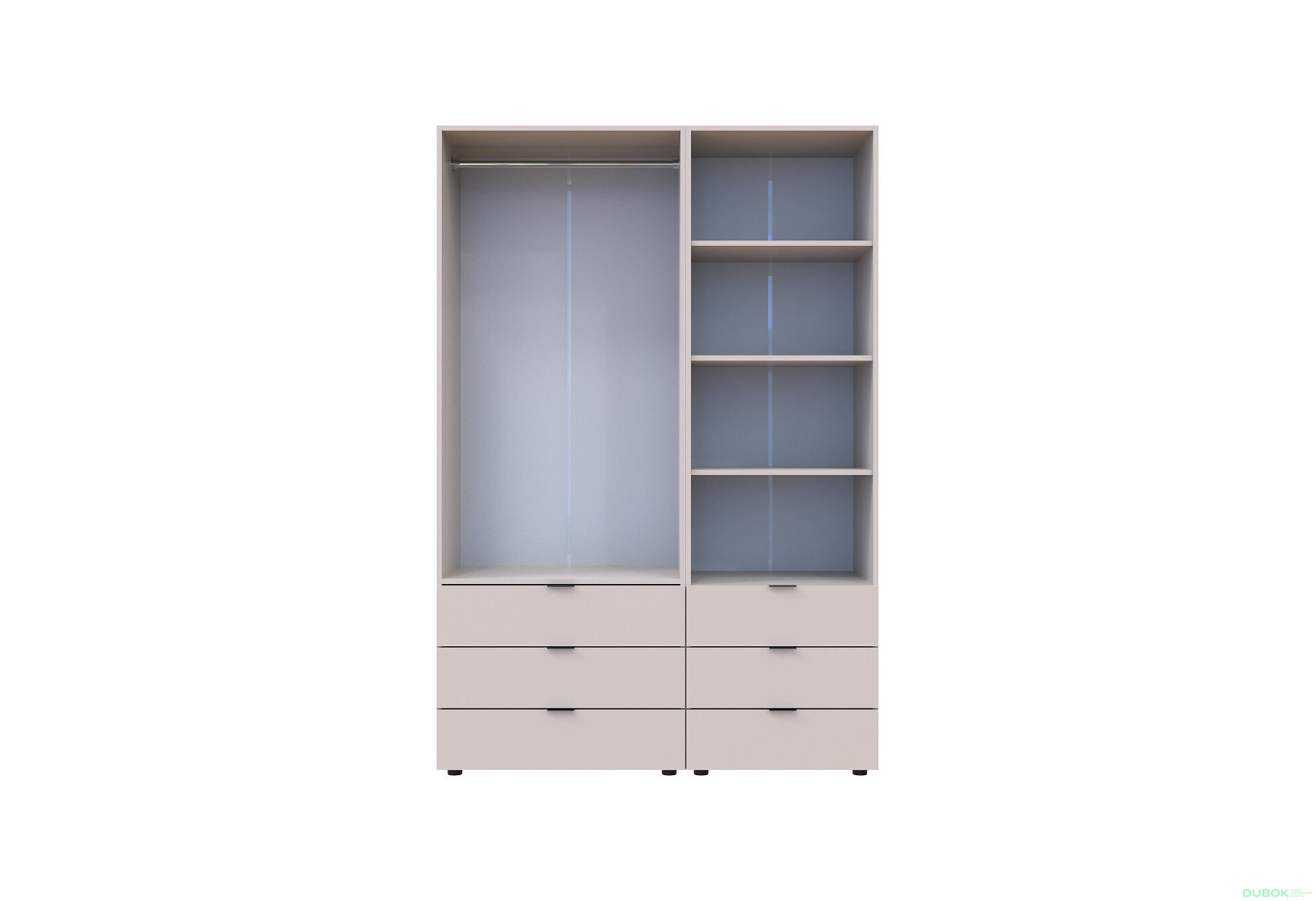 Fotografia 5 - Skriňa 2D s regálom s zásuvkami Gelar 137.5 cm kašemír
