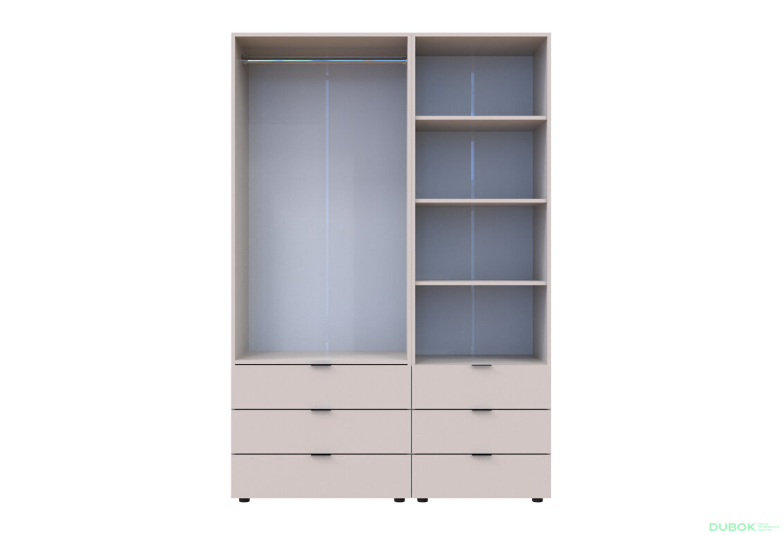 Fotografia 5 - Skriňa 2D s regálom s zásuvkami Gelar 137.5 cm kašemír