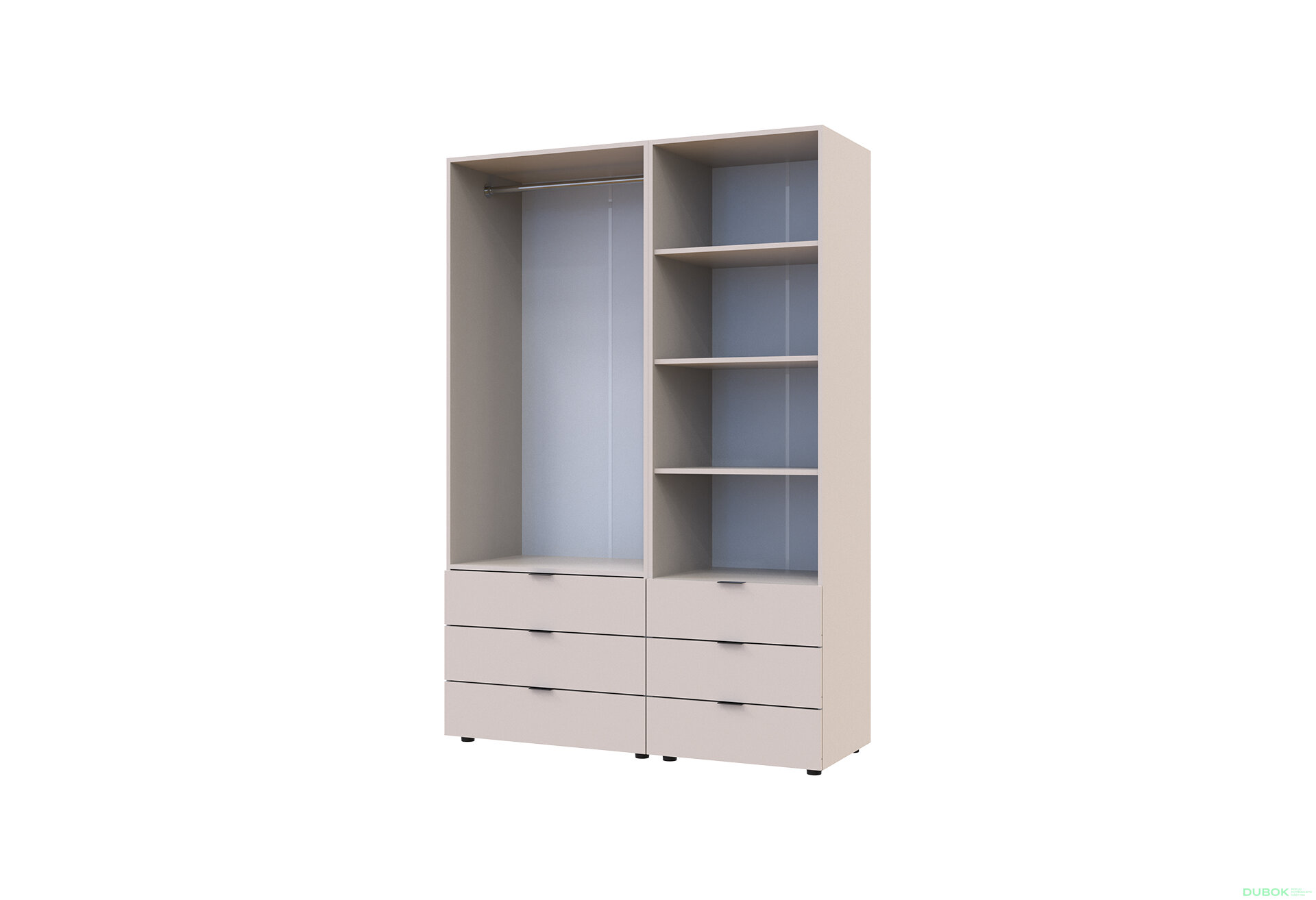 Fotografia 6 - Skriňa 2D s regálom s zásuvkami Gelar 137.5 cm kašemír