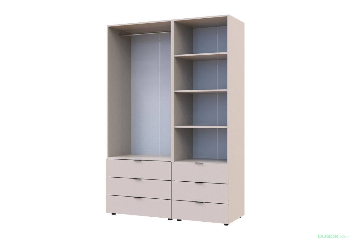 Fotografia 6 - Skriňa 2D s regálom s zásuvkami Gelar 137.5 cm kašemír