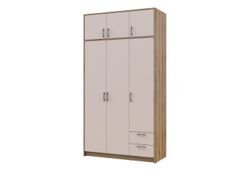 Skriňa Rondi 3 drevotrieska s horným priestorom artisan dub / cashmere 121x52x236