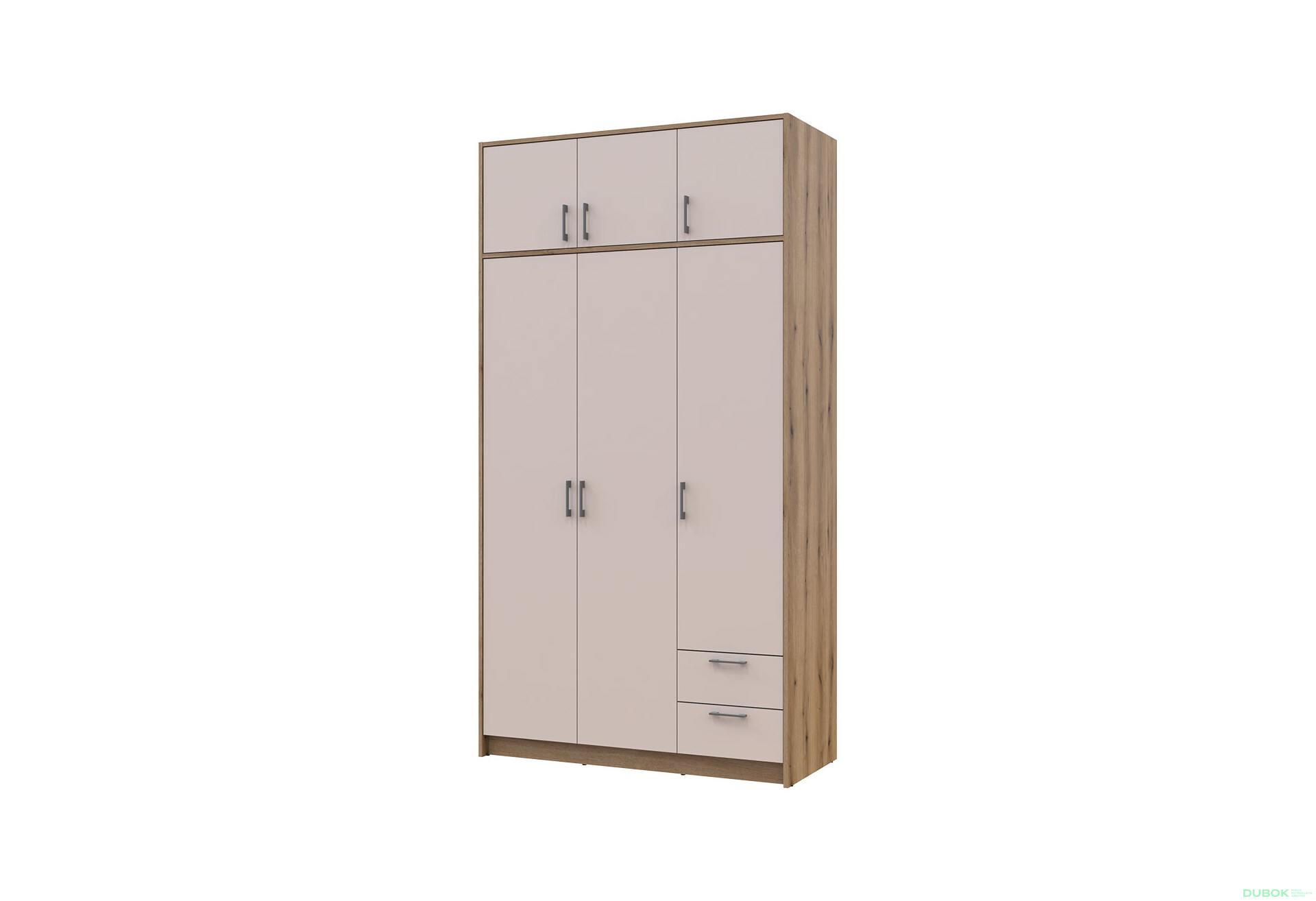 Fotografia 1 - Skriňa Rondi 3 drevotrieska s horným priestorom artisan dub / cashmere 121x52x236