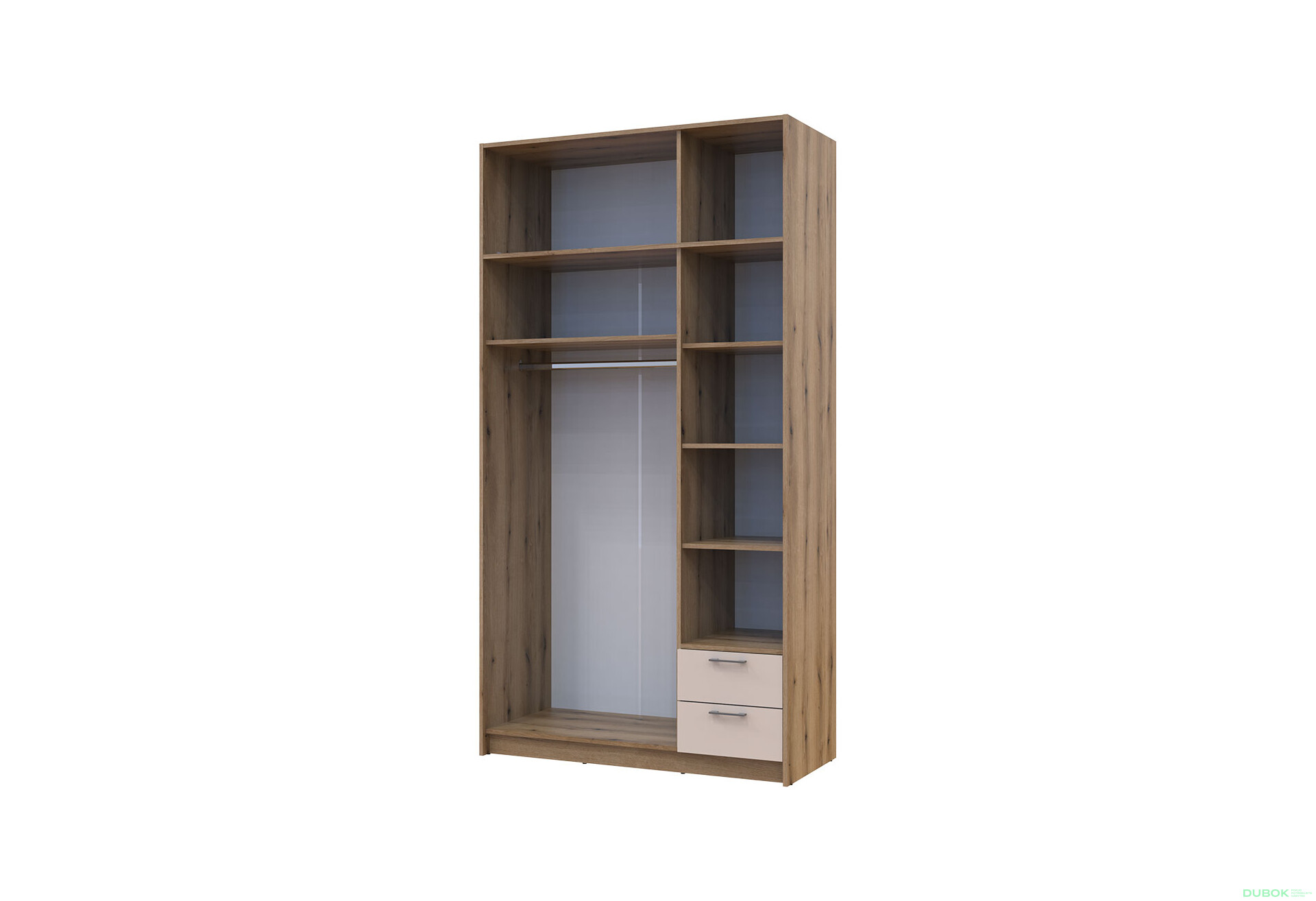 Fotografia 3 - Skriňa Rondi 3 drevotrieska s horným priestorom artisan dub / cashmere 121x52x236