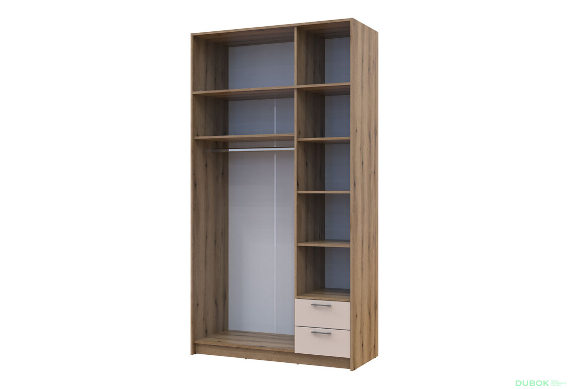 Fotografia 3 - Skriňa Rondi 3 drevotrieska s horným priestorom artisan dub / cashmere 121x52x236