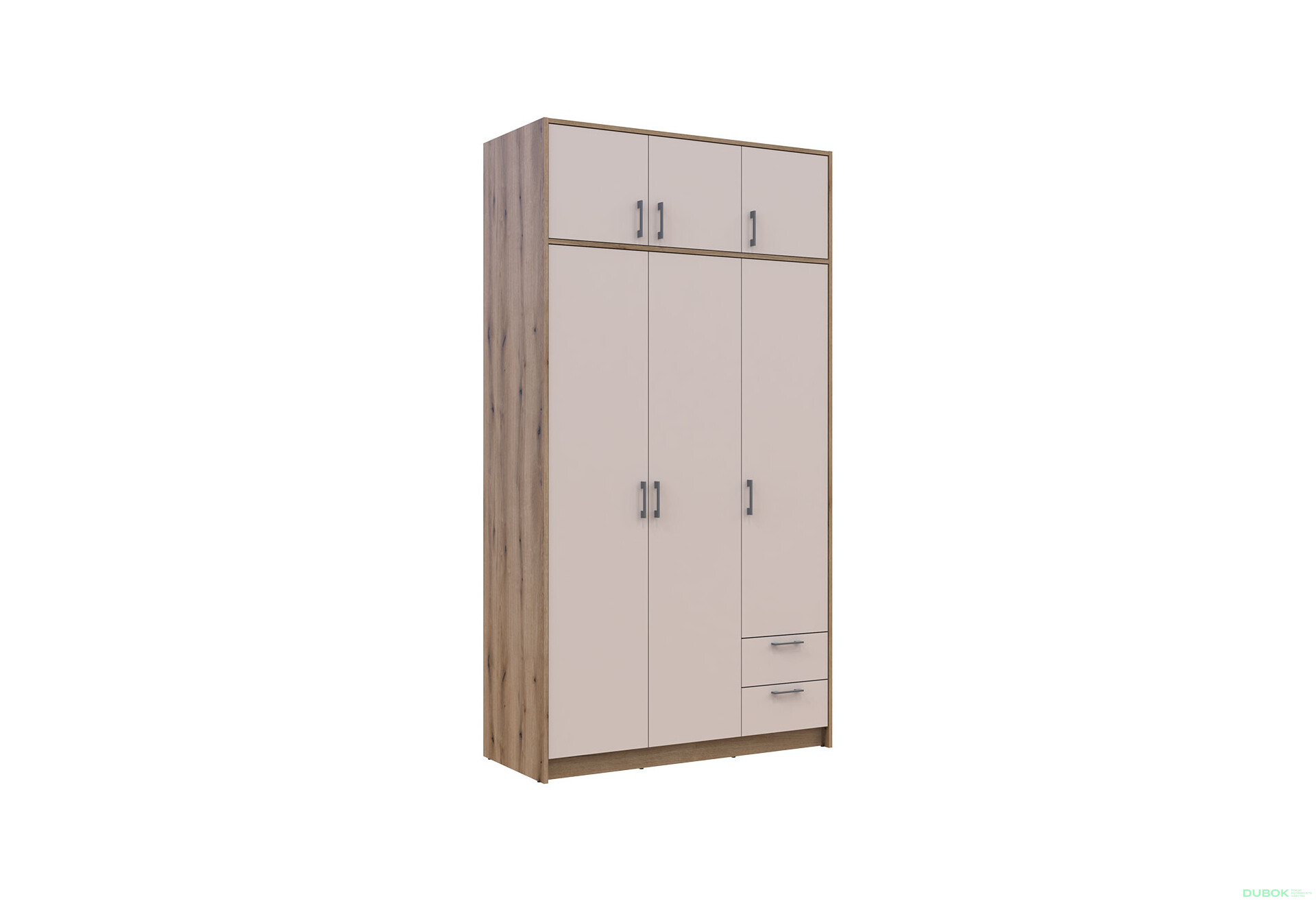 Fotografia 5 - Skriňa Rondi 3 drevotrieska s horným priestorom artisan dub / cashmere 121x52x236