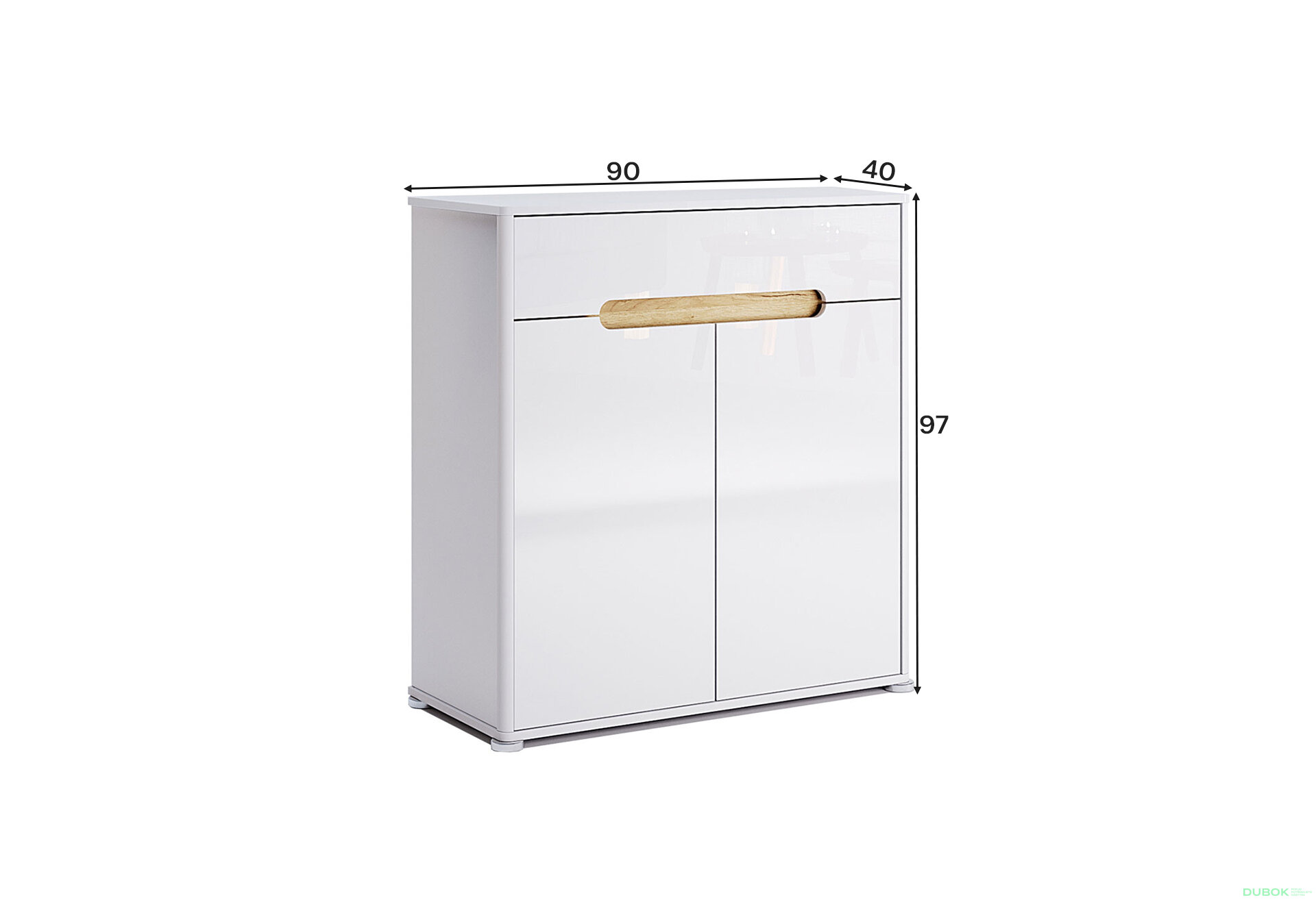 Fotografia 6 - Komoda 2D 1Š, biely lesk Stella