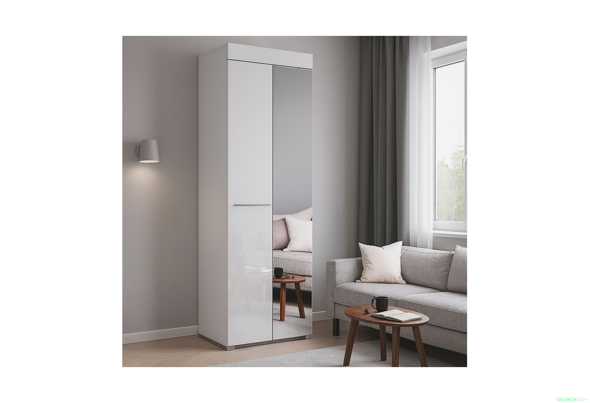 Fotografia 4 - Skriňa 2d so zrkadlom, biely lesk Amanda