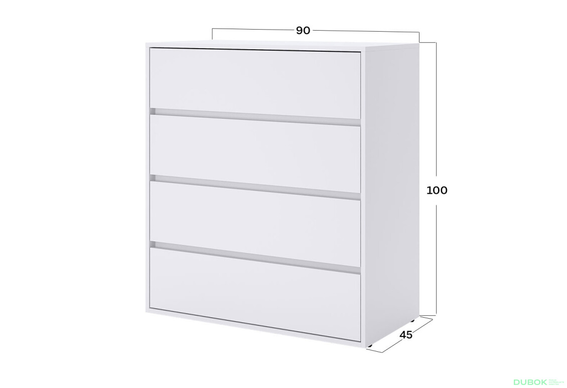 Komoda 4šx Super Mat Biela Tibo - Fotografia 3 Fotografia 3 - Komoda 4šx Super Mat Biela Tibo