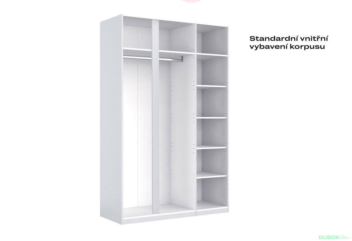 Fotografia 6 - Skriňa 3-dverová Bez zrkadiel Super Mat Biela Tibo