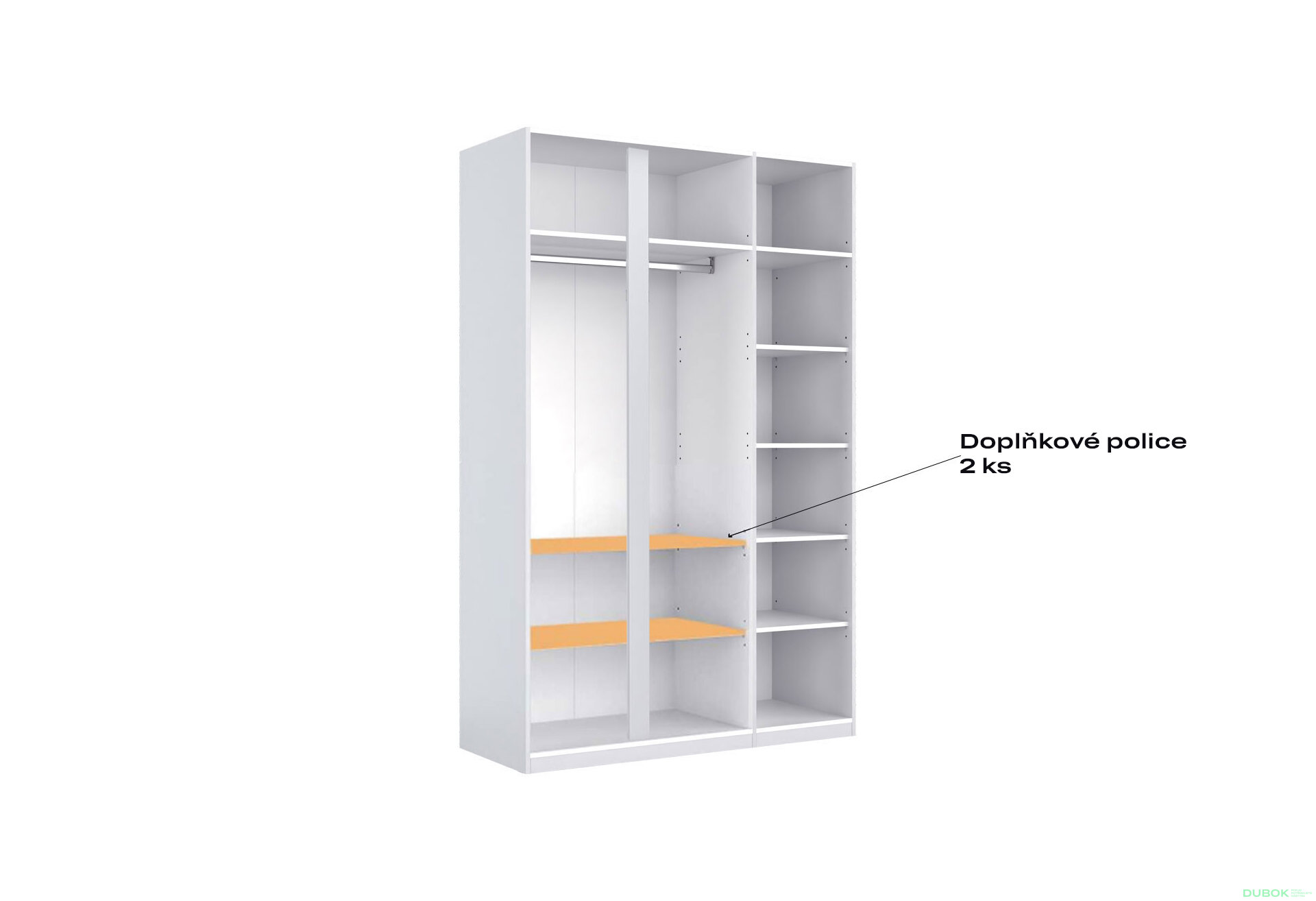 Fotografia 7 - Skriňa 3-dverová Bez zrkadiel Super Mat Biela Tibo