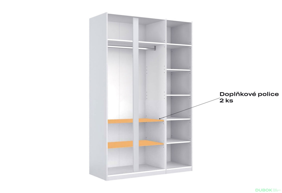 Fotografia 7 - Skriňa 3-dverová Bez zrkadiel Super Mat Biela Tibo