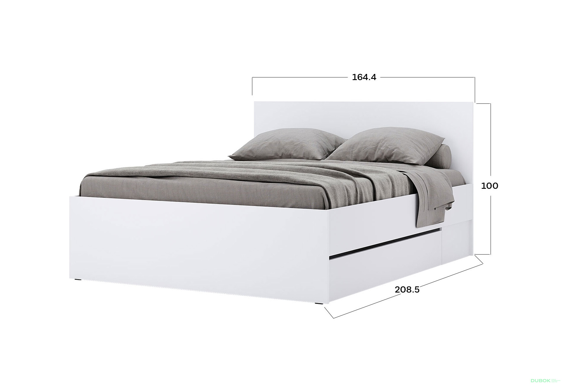 Posteľ 1.6x2.0 s šuplíkmi bez rámu Super Mat Biela Tibo - Fotografia 6 Fotografia 6 - Posteľ 1.6x2.0 s šuplíkmi bez rámu Super Mat Biela Tibo