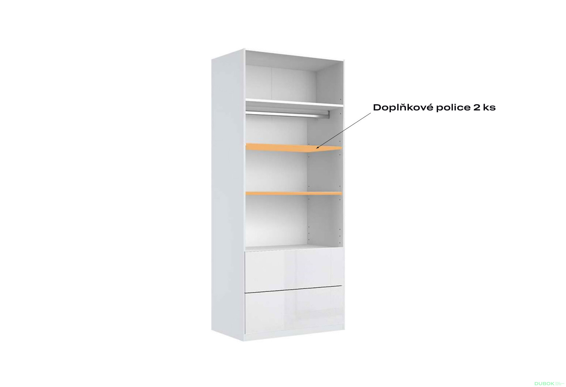 Fotografia 7 - Skriňa 2dv 2šx Bez zrkadiel Super Mat Biela Tibo