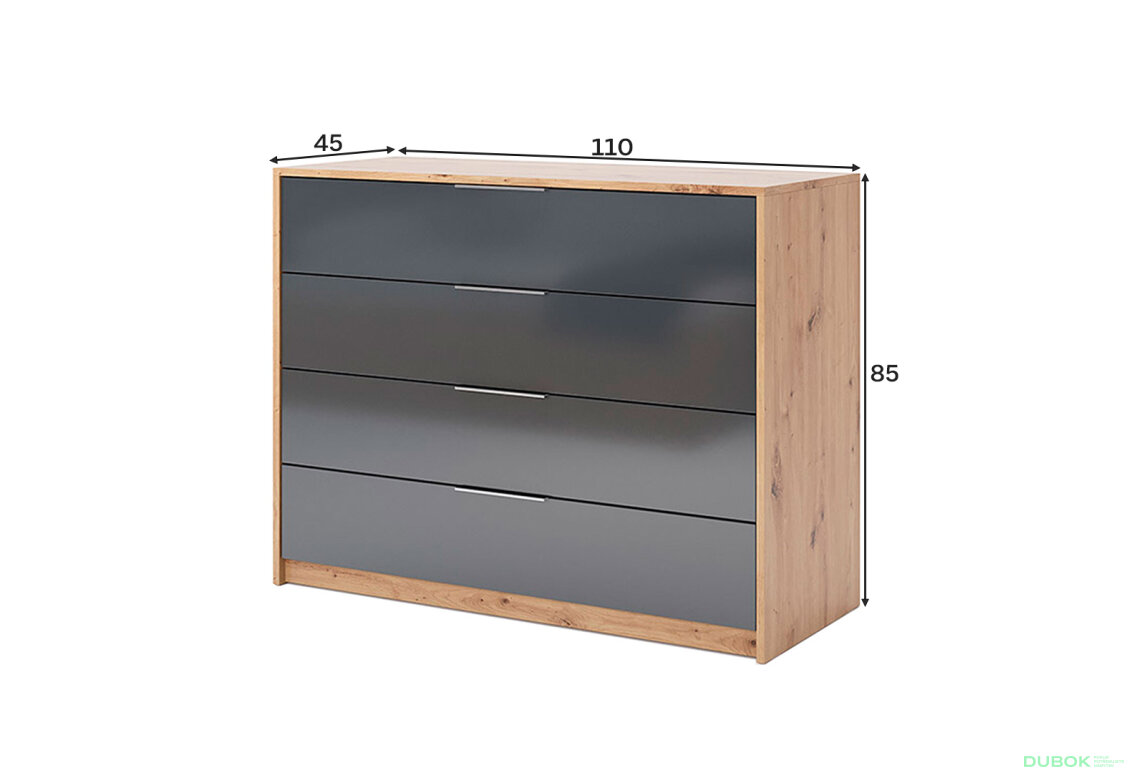 Fotografia 4 - Komoda 4š, matný antracit Raymond Mat antracit