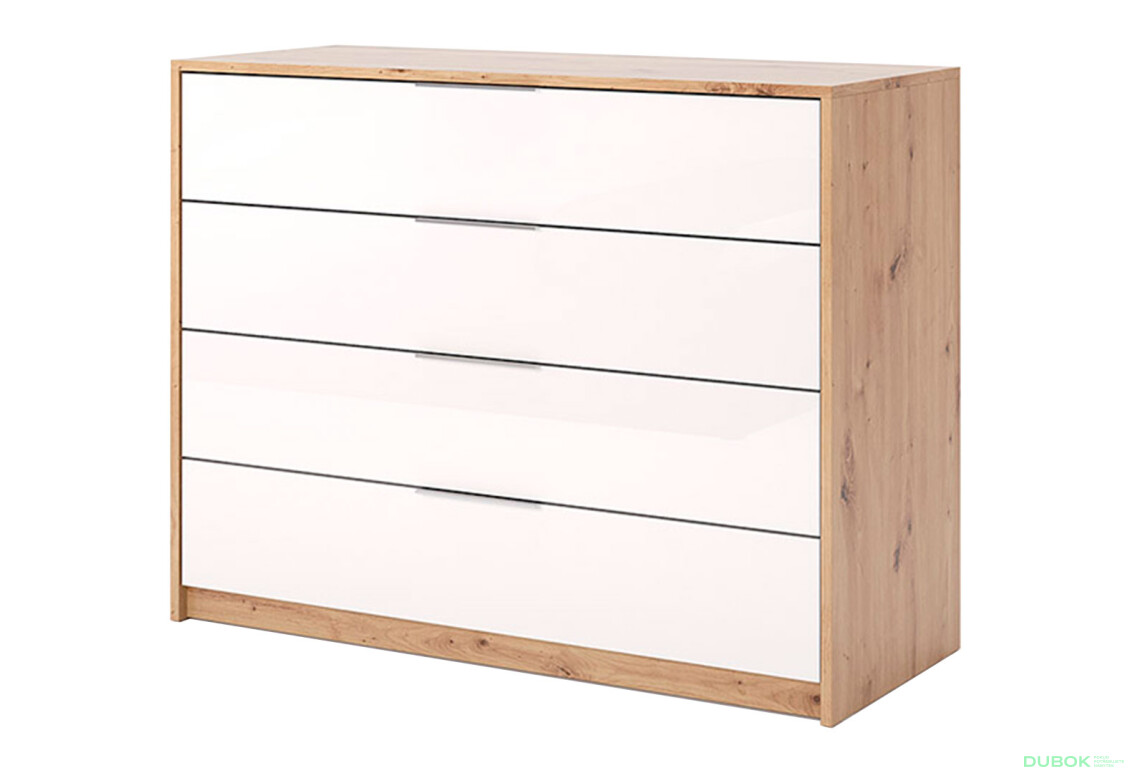 Komoda 4š, biely lesk Raymond