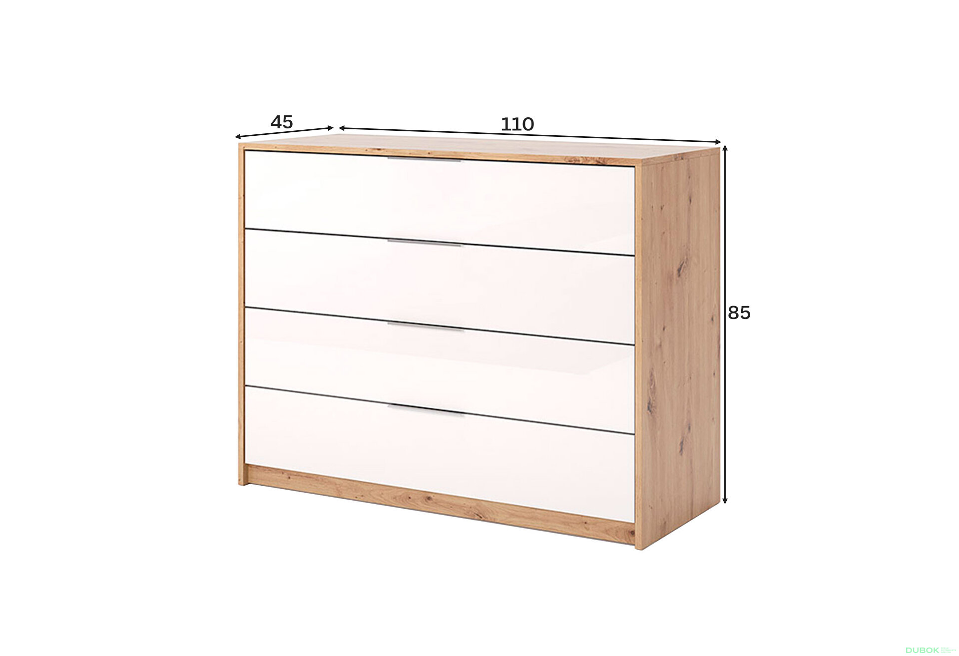 Fotografia 4 - Komoda 4š, biely lesk Raymond