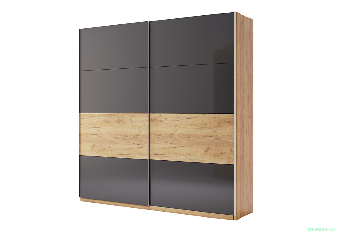 Skriňa s posuvnými dverami 2.0x2.1 Mat Lava/Dub Kraft, séria N Ramona