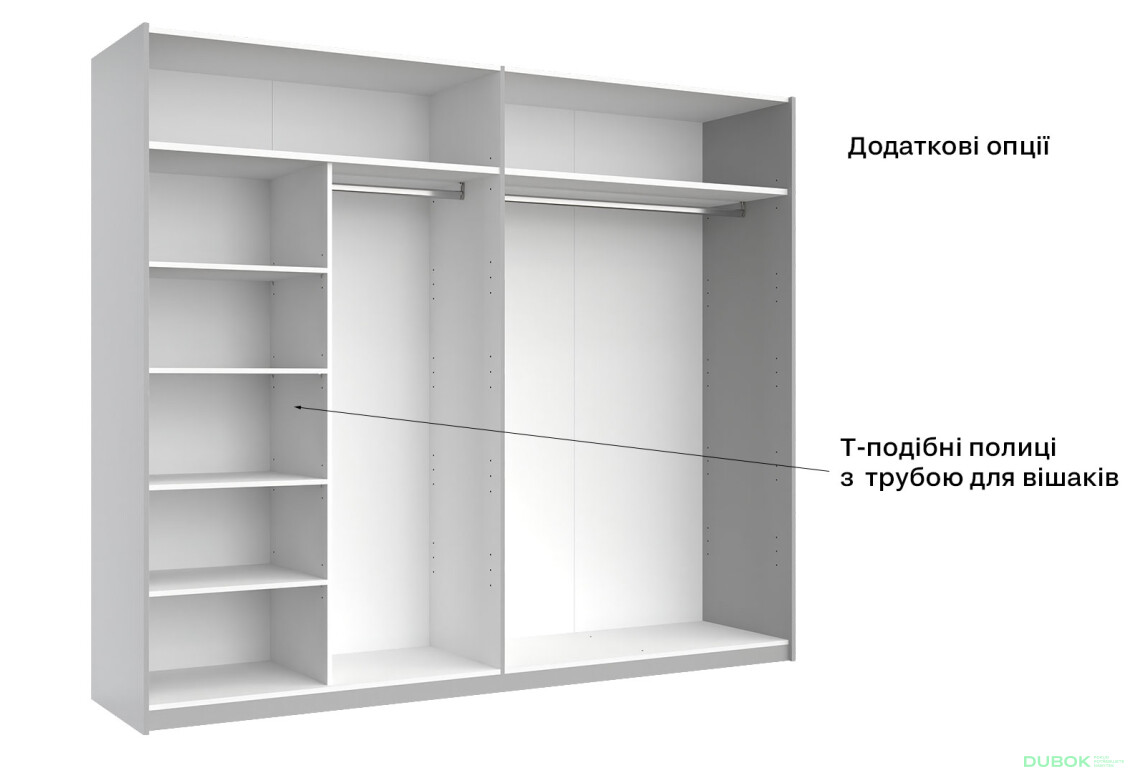 Skriňa s posuvnými dverami 2,5x2,1 m lesklá šedá / zrkadlo Megy - Fotografia 5 Fotografia 5 - Skriňa s posuvnými dverami 2,5x2,1 m lesklá šedá / zrkadlo Megy