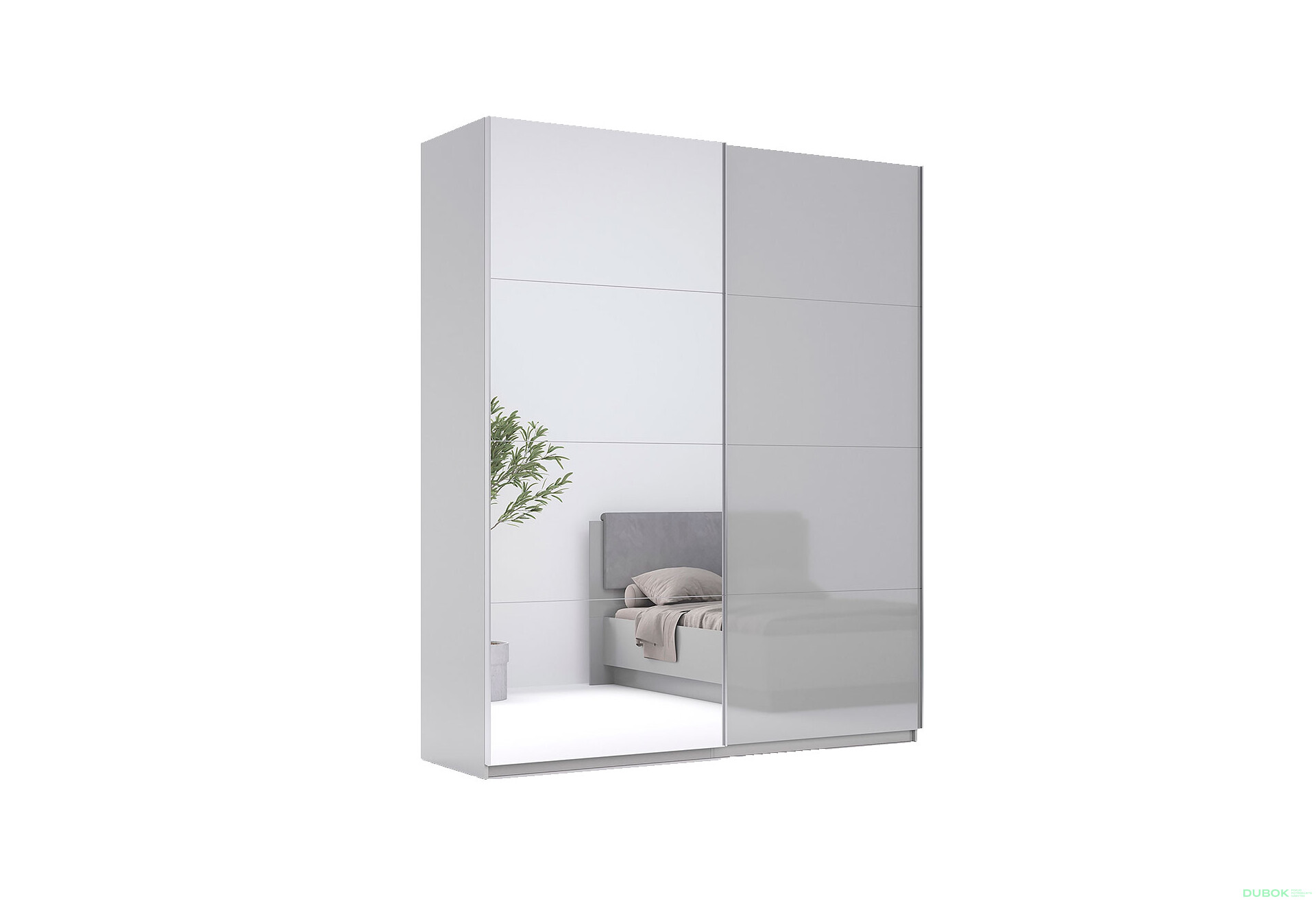 Fotografia 3 - Skriňa s posuvnými dverami 2.0x2.4 m, sivý lesk / zrkadlo Megy