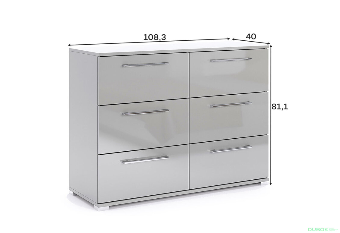 Fotografia 5 - Komoda 6šx sivý lesk Megy