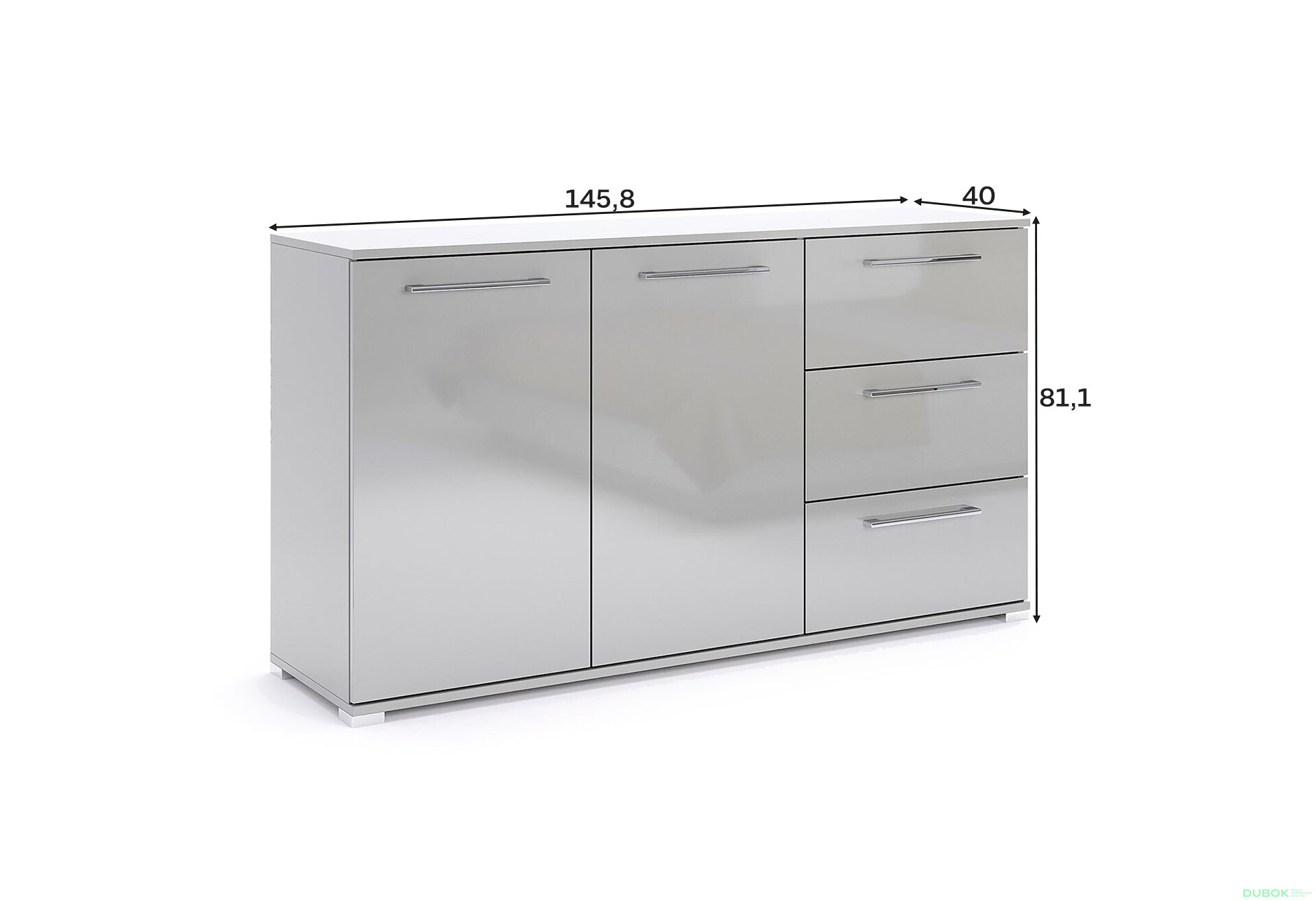 Fotografia 5 - Komoda 2dv 3šx sivý lesk Megy